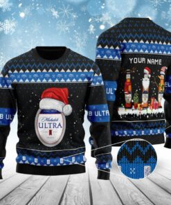 Michelob Ultra Bottle Santa Ugly Sweater