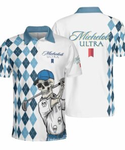 Michelob Ultra Diamond Skull Golf Polo Shirt