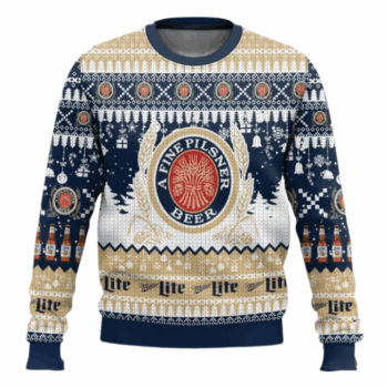 Miller Lite Christmas Peaceful Night Ugly Sweater