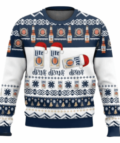 Miller Lite Drink Drank Drunk Ugly Sweater