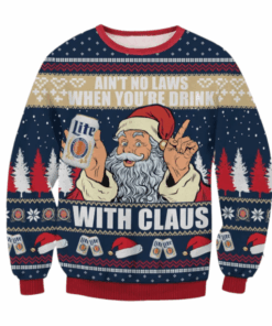 Miller Lite Drink With Claus Ugly Sweater