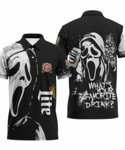 Miller Lite Ghostface Scream Polo Shirt