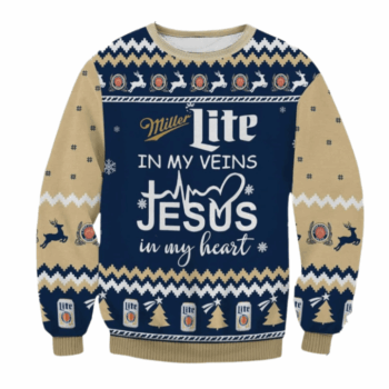 Miller Lite In My Veins Ugly Sweater