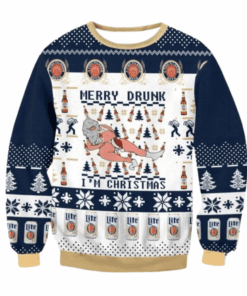 Miller Lite Merry Drunk Ugly Sweater