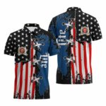 Miller Lite Patriotic Grunge Flag Polo Shirt