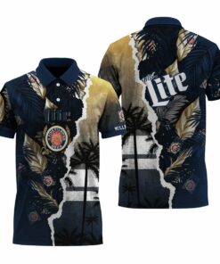 Miller Lite Tropical Torn Paper Polo Shirt