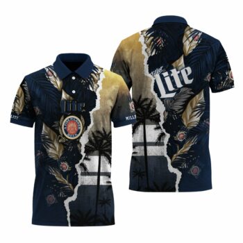 Miller Lite Tropical Torn Paper Polo Shirt