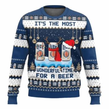 Miller Lite Wonderful Time For a Beer Ugly Sweater