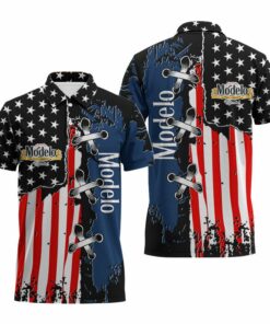 Modelo Patriotic Grunge Flag Polo Shirt