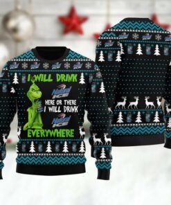 Natural Ice Grinch Will Drink Everywhere Ugly Sweater