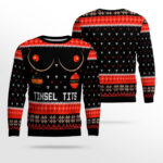 Naughty Tinsel Tits Ugly Christmas Sweater Black