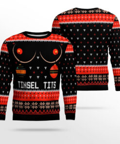 Naughty Tinsel Tits Ugly Christmas Sweater Black