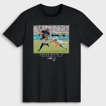 New England Patriots Drake Maye Black Flash Features Week 2 T-Shirt