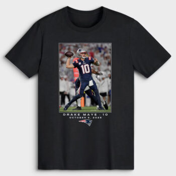 New England Patriots Drake Maye Black Flash Features Week 5 T-Shirt