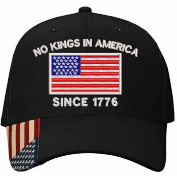 No Kings In America Embroidered Hat-Black
