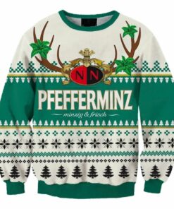 Nordbrand Pfefferminz Christmas Reindeer Ugly Sweater