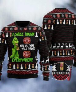 Olde English Grinch Will Drink Everywhere Ugly Sweater