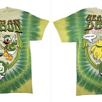 Oregon Ducks Grateful Dead 26 Yellow Bear & Mascot Tie-Dye T-Shirt