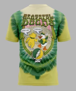 Oregon Ducks Grateful Dead 26 Yellow Bear & Mascot Tie-Dye Shirt 1 Oregon Ducks Grateful Dead 26 Yellow Bear & Mascot Tie-Dye T-Shirt