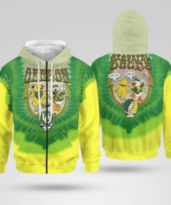 Oregon Ducks Grateful Dead 26 Yellow Bear & Mascot Tie-Dye Shirt 7 Oregon Ducks Grateful Dead 26 Yellow Bear & Mascot Tie-Dye Zip Hoodie