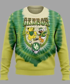 Oregon Ducks Grateful Dead 26 Yellow Bear & Mascot Tie-Dye Shirt 4 Oregon Ducks Grateful Dead 26 Yellow Bear & Mascot Tie-Dye sweatshirt