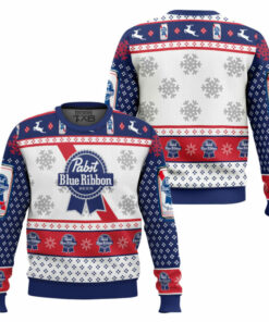 Pabst Blue Ribbon Lager Beer Ugly Christmas Sweater