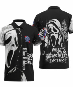 Pabst Blue Ribbon Ghostface Scream Polo Shirt