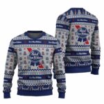 Pabst Blue Ribbon Snowing Christmas Ugly Sweater