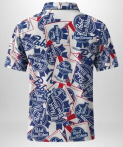 Pabst Blue Ribbon Sticker Polo Shirt 2 Pabst Blue Ribbon Sticker Polo Shirt Men