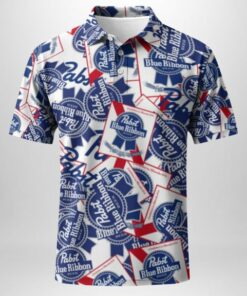 Pabst Blue Ribbon Sticker Polo Shirt 1 Pabst Blue Ribbon Sticker Polo Shirt Men
