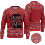 Red Chicago Bears Logo Ugly Christmas Sweater