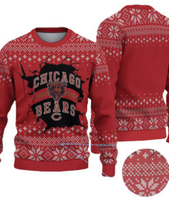 Red Chicago Bears Logo Ugly Christmas Sweater