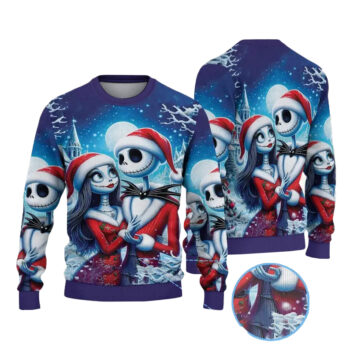 Romantic Skeleton Pullover Couple Holiday Jumper Ugly Christmas Sweater