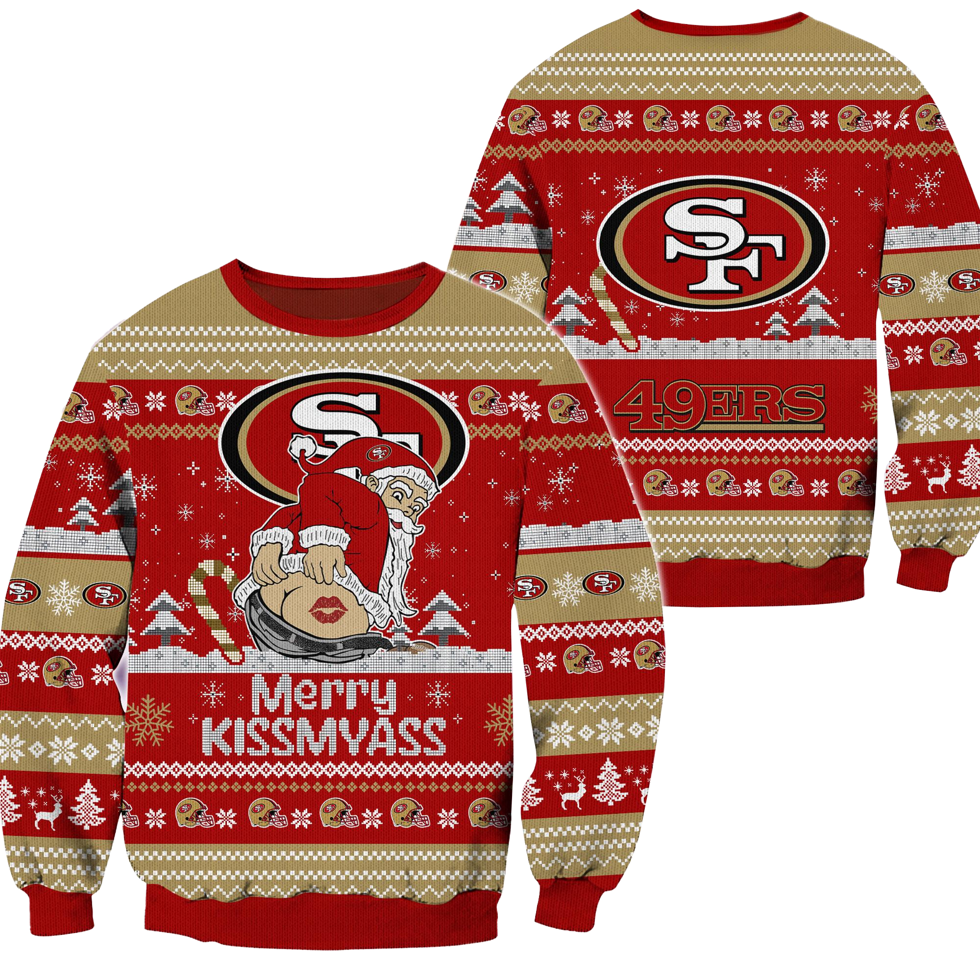 San Francisco 49Ers Merrykissmyass Funny Santa Claus Ugly Christmas Sweater San Francisco 49Ers Merrykissmyass Funny Santa Claus Ugly Christmas Sweater