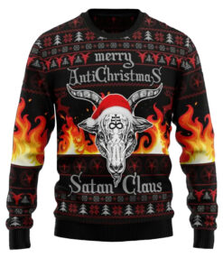 Satanic Claus Merry Anti Christmas Hail Satanic Ugly Christmas Sweater