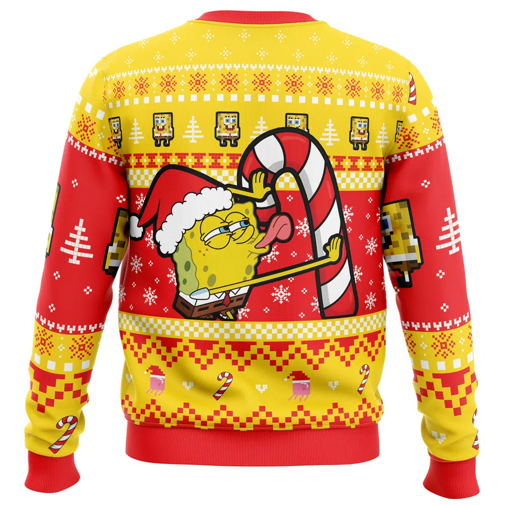SpongeBob Licking SpongeBob Squarepants Ugly Christmas Sweater SpongeBob Licking SpongeBob Squarepants Ugly Christmas Sweater