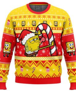SpongeBob Licking SpongeBob Squarepants Ugly Christmas Sweater