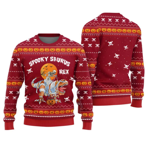 Spooky Saurus Rex Halloween Ugly Sweater - Curvy Glams