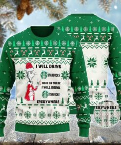 Starbucks Cat Hat Will Drink Everywhere Ugly Sweater