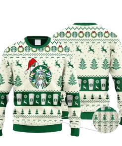 Starbucks Coffee Reindeer Snowy Night Ugly Sweater