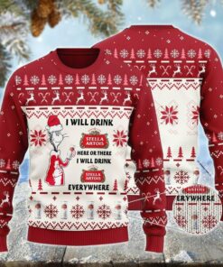 Stella Artois Cat Hat Will Drink Everywhere Ugly Sweater