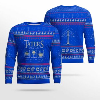 Taters Potatoes Ugly Sweater- Taters Potatoes Sweater- Christmas Sweater- Lord Of The Rings Blue
