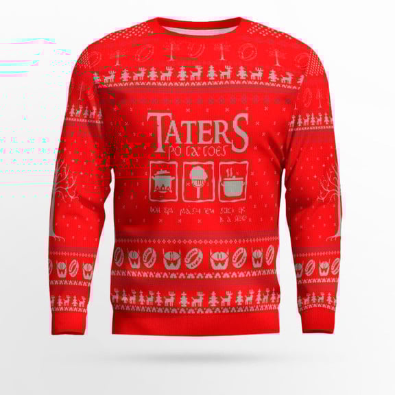 Taters Potatoes Ugly Sweater- Taters Potatoes Sweater- Christmas Sweater- Lord Of The Rings Red Taters Potatoes Ugly Sweater- Taters Potatoes Sweater- Christmas Sweater- Lord Of The Rings Red