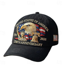 United States 250th Anniversary Hat Bald Eagle Heat Transfer Printing Patriotic Adjustable Retro Patriotic