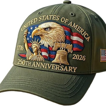 United States 250th Anniversary Hat Bald Eagle Heat Transfer Printing Patriotic Adjustable Retro Patriotic-Green