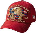 United States 250th Anniversary Hat Bald Eagle Heat Transfer Printing Patriotic Adjustable Retro Patriotic-Red