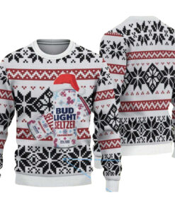 White Black and Red Nordic Snowflake Bud Light Seltzer Ugly Christmas Sweater