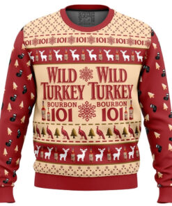 Wild Turkey Bourbon Ugly Christmas Sweater Fun Holiday Gift for Whiskey