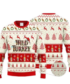 Wild Turkey Whiskey Reindeer Snowy Night Ugly Sweater