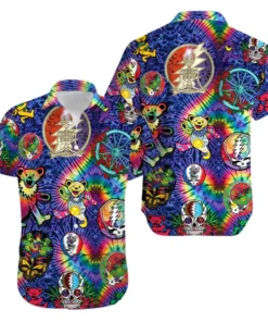 Bears Grateful Dead Tie Die Hawaiian Shirt